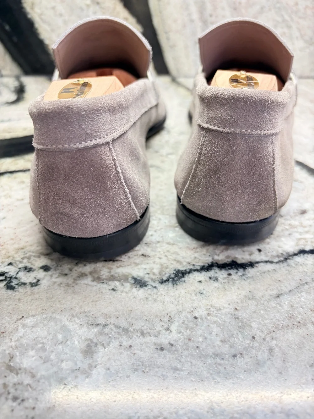 Santoni Fatte a Mano Gray Suede Horsebit Loafers UK 8.5 US 9.5 Made in Italy